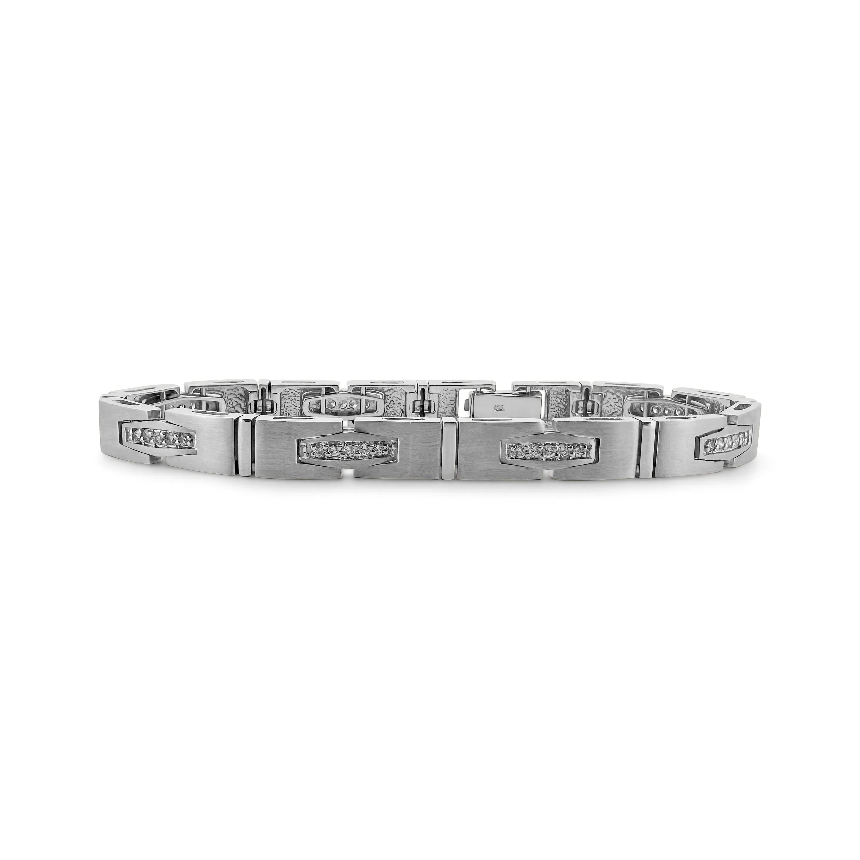 1.20ctw Round Brilliant Cut Diamond Men's Bracelet in 14k White Gold