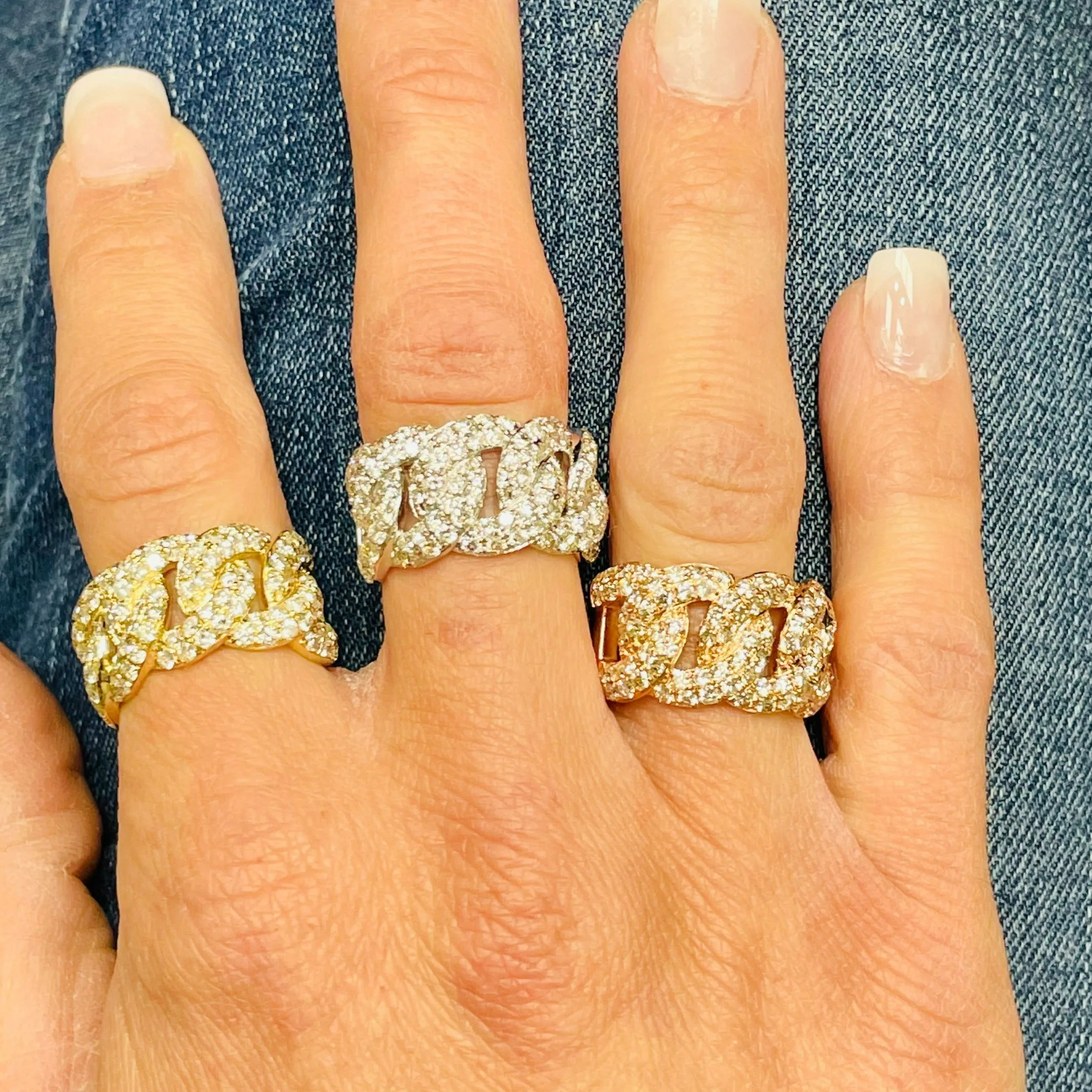 14K Gold Diamond Cuban Link Ring
