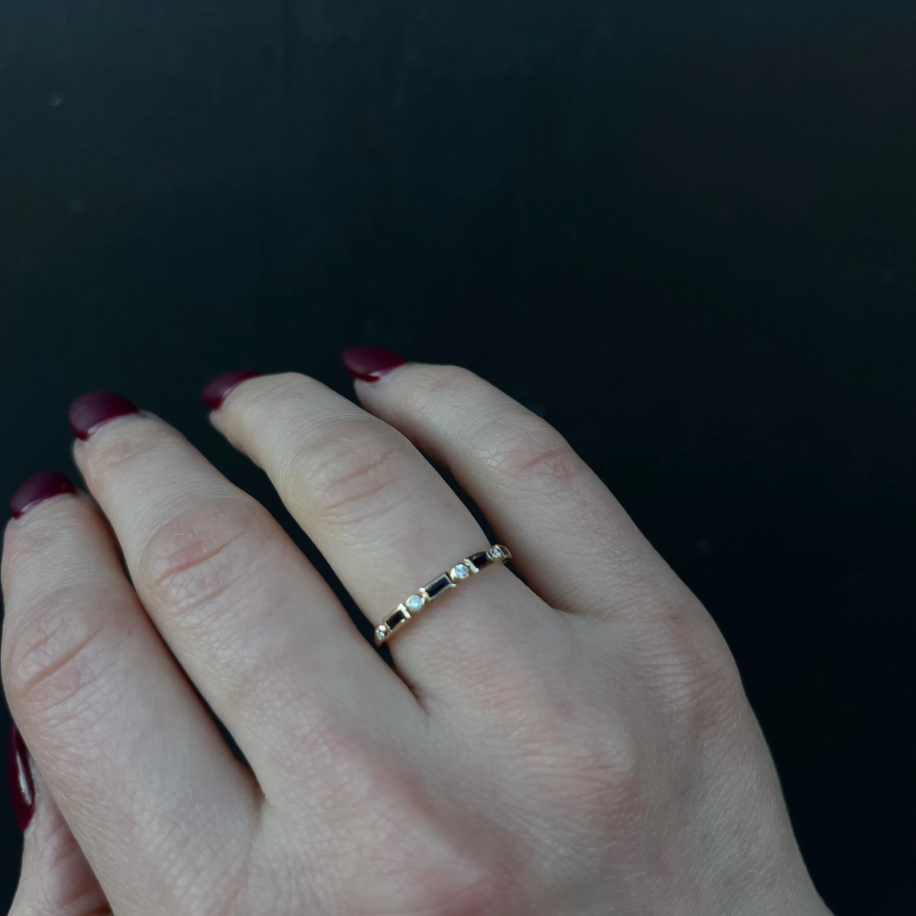 14K Yellow Gold 0.22 CTW Sapphire and Diamond Band