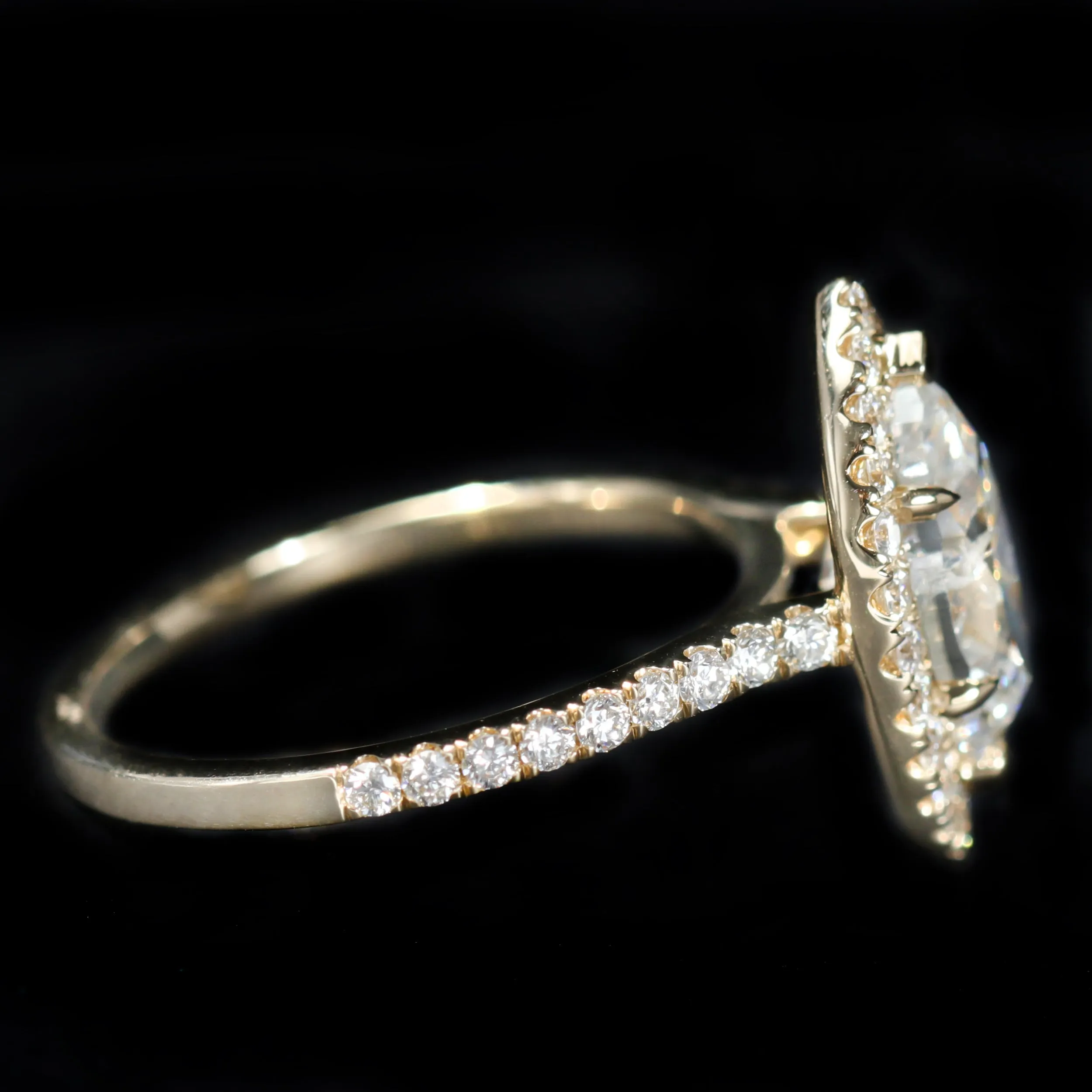 14K Yellow Gold 2.02 Carat Marquise Cut Diamond Halo Engagement Ring
