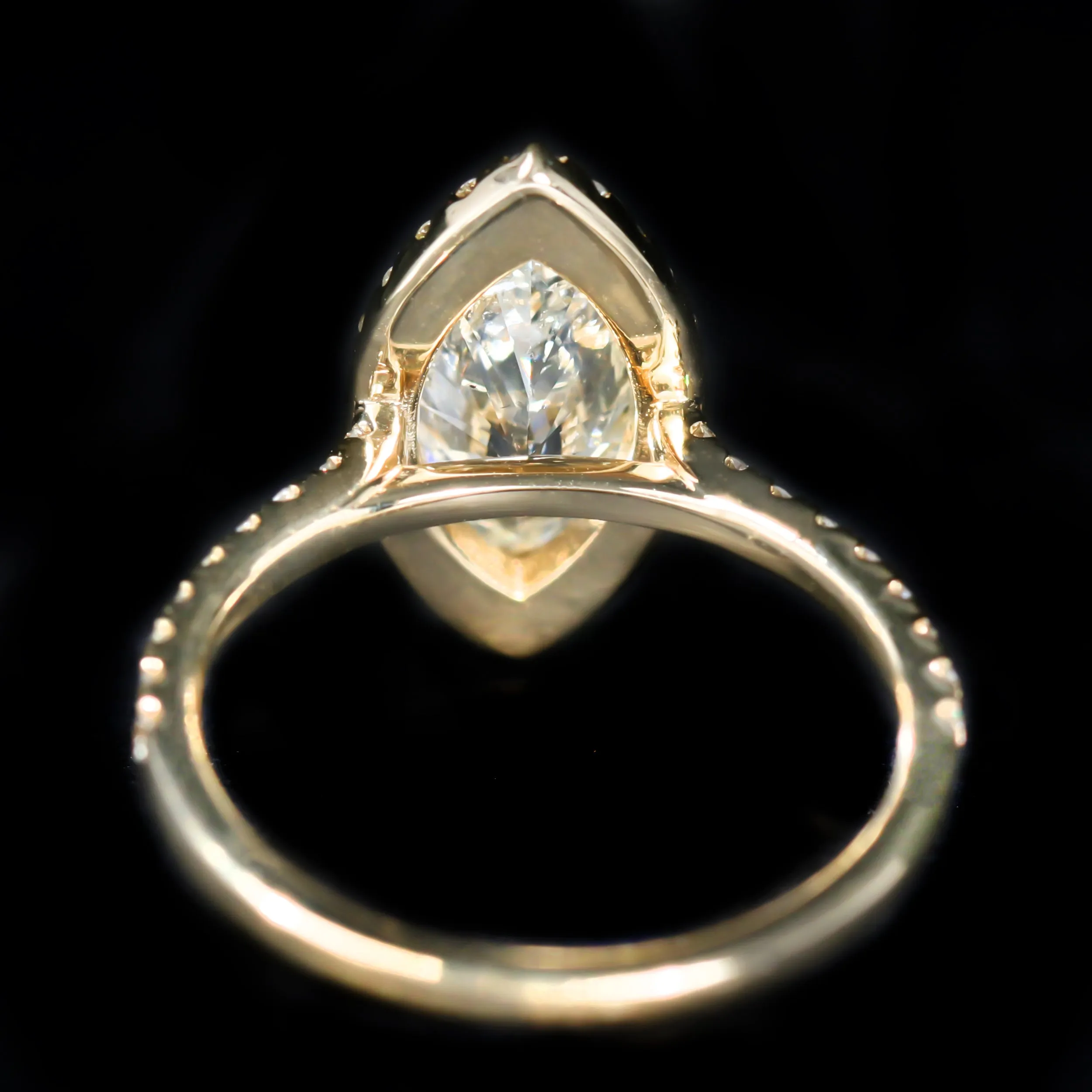 14K Yellow Gold 2.02 Carat Marquise Cut Diamond Halo Engagement Ring