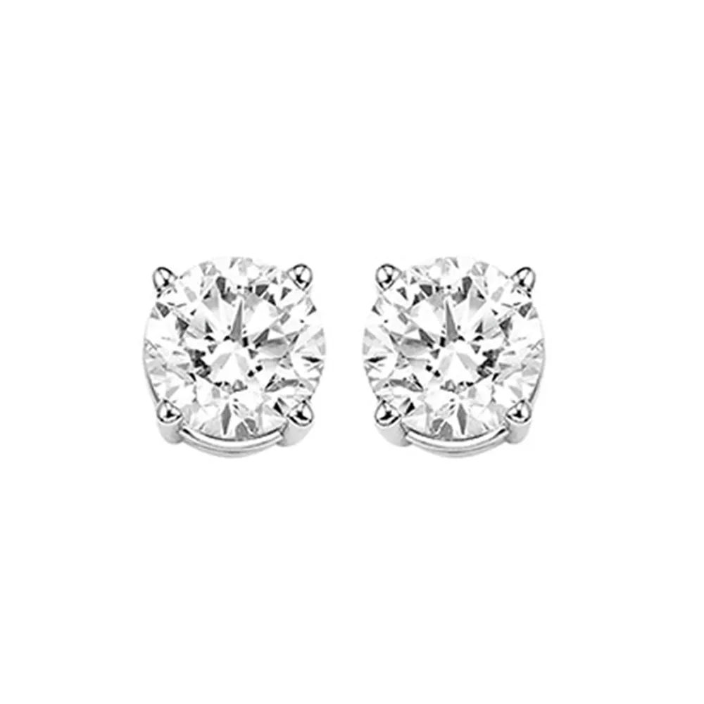 14KT White Gold & Diamond Solitaire Stud Earring - 1 1/2 ctw