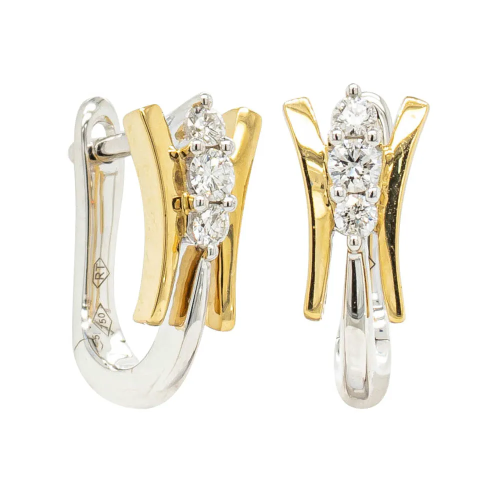 18ct White & Yellow Gold Diamond Huggie Earrings