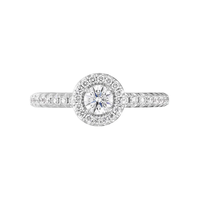 18ct White Gold Diamond Round Brilliant Cut Shoulder Set Cluster Ring