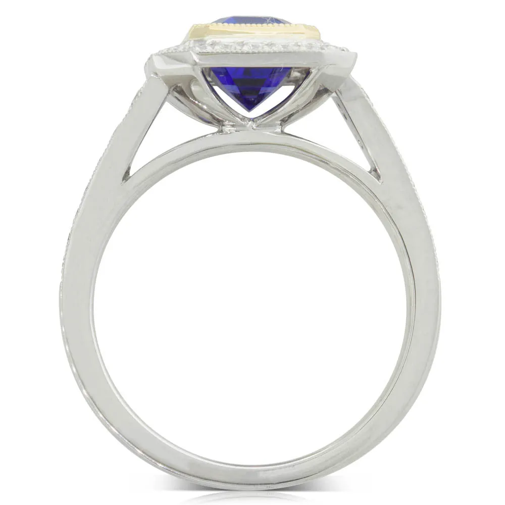 18ct Yellow & White Gold Tanzanite & Diamond Ring