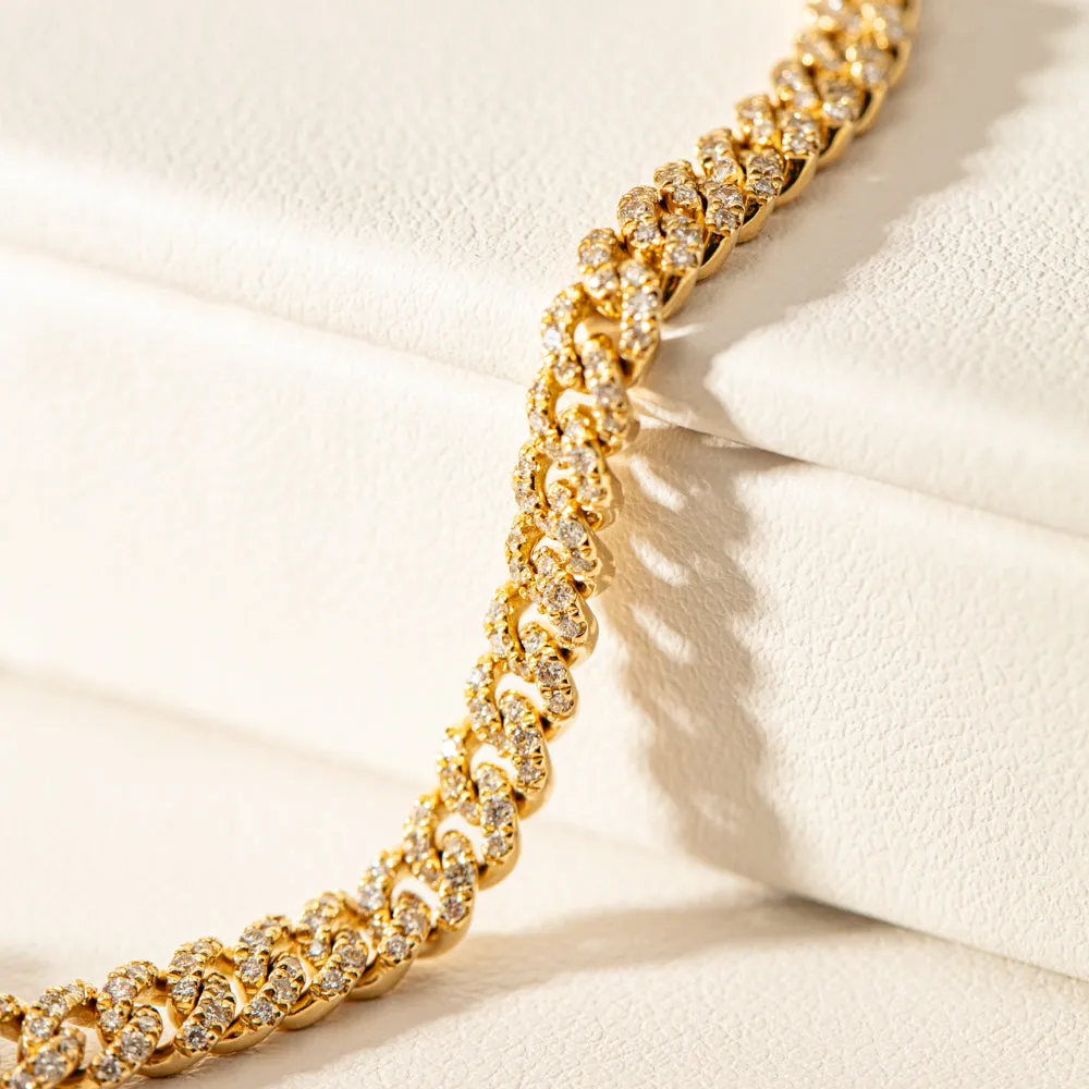 18ct Yellow Gold Diamond Curb Link Bracelet
