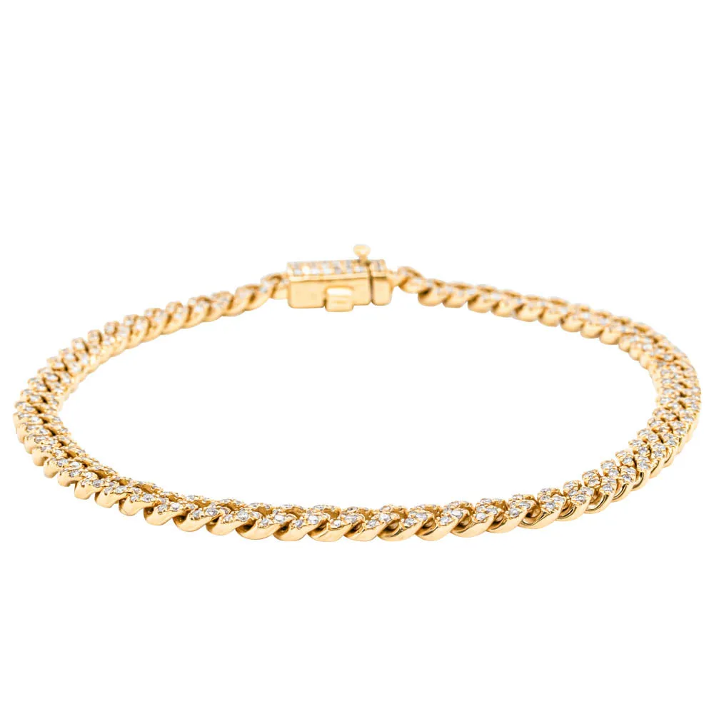 18ct Yellow Gold Diamond Curb Link Bracelet