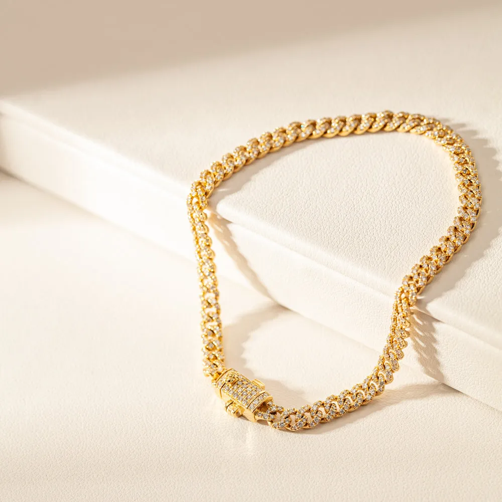 18ct Yellow Gold Diamond Curb Link Bracelet