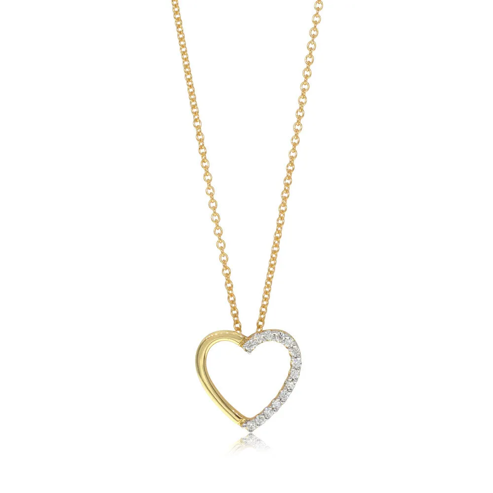18ct Yellow Gold Diamond Heart Pendant