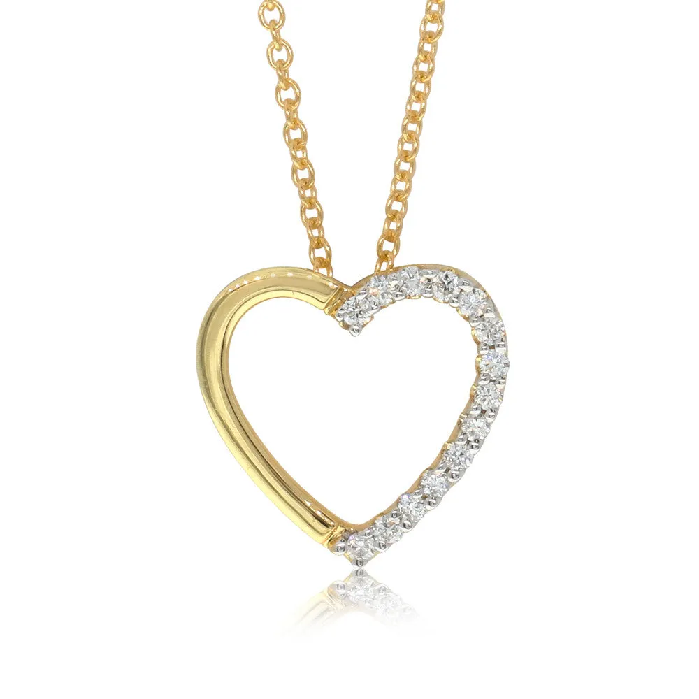 18ct Yellow Gold Diamond Heart Pendant