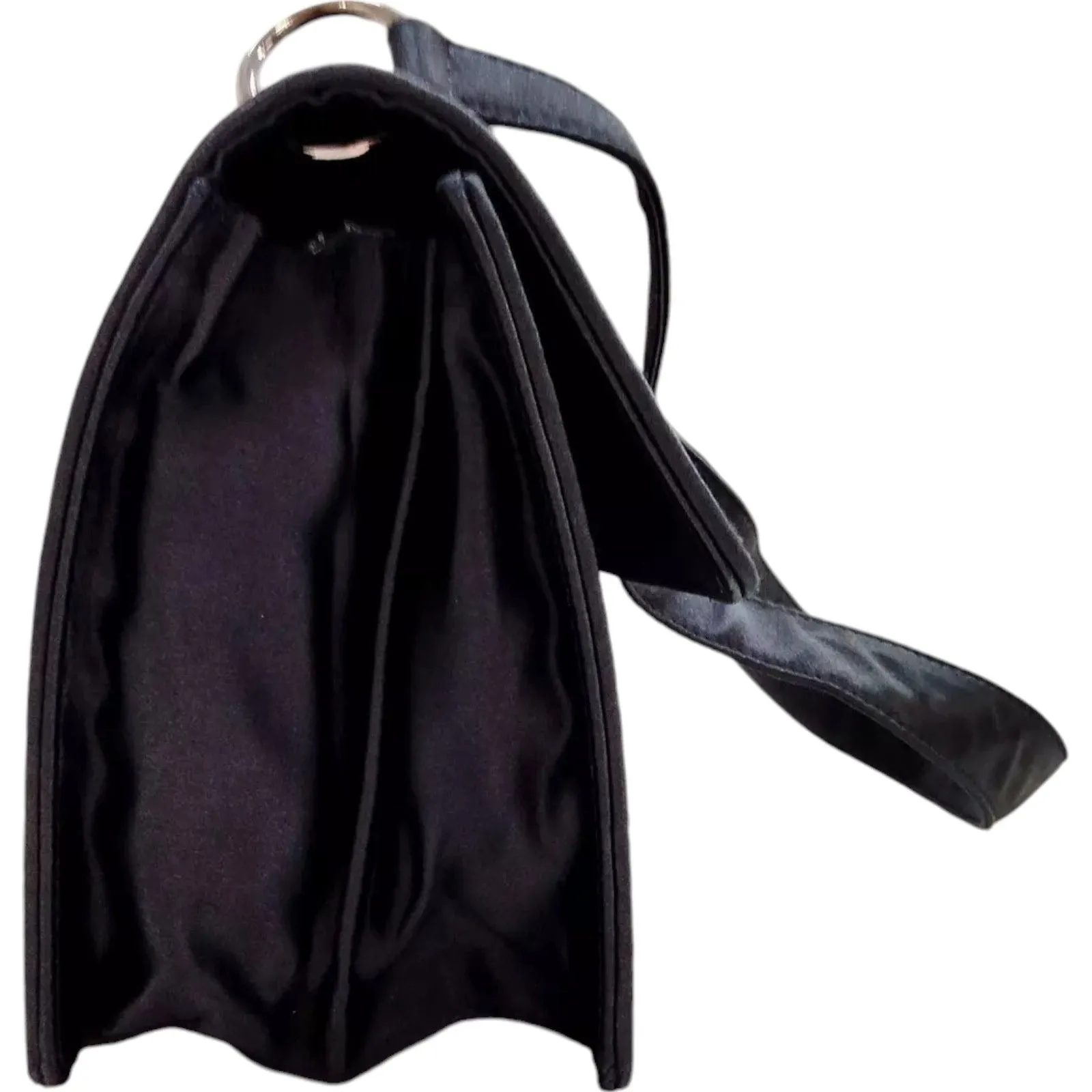 217298AQ (K4) Bottega Veneta Shoulder Bag Black Silk Satin
