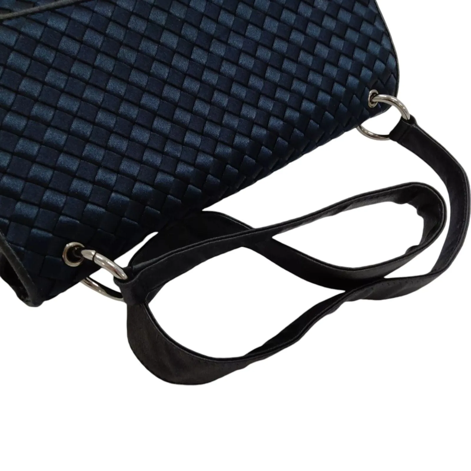 217298AQ (K4) Bottega Veneta Shoulder Bag Black Silk Satin
