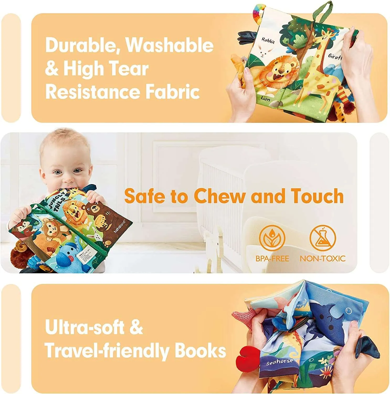 2PCS Touch and Feel Baby Books