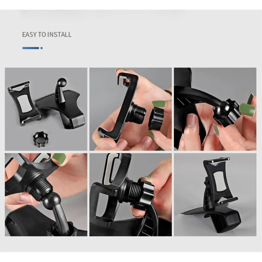 3 in 1 Car GPS Smartphone Holder: Dashboard / Visor Clamp   AC Grid Clip for Explay Power Bank - Black