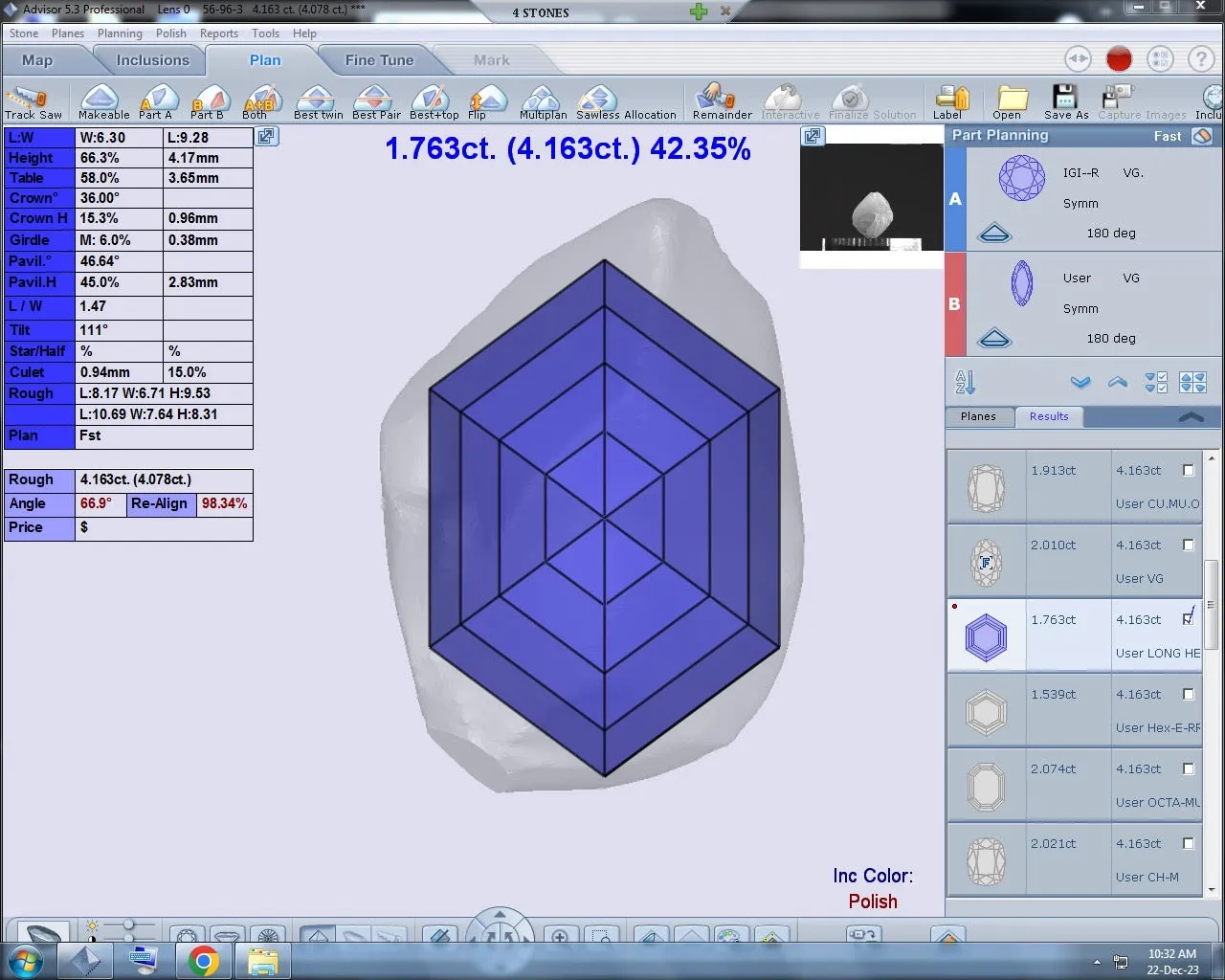 4.08ct VS1 C1 Pre-Cut Canadian Champagne Diamond 24205