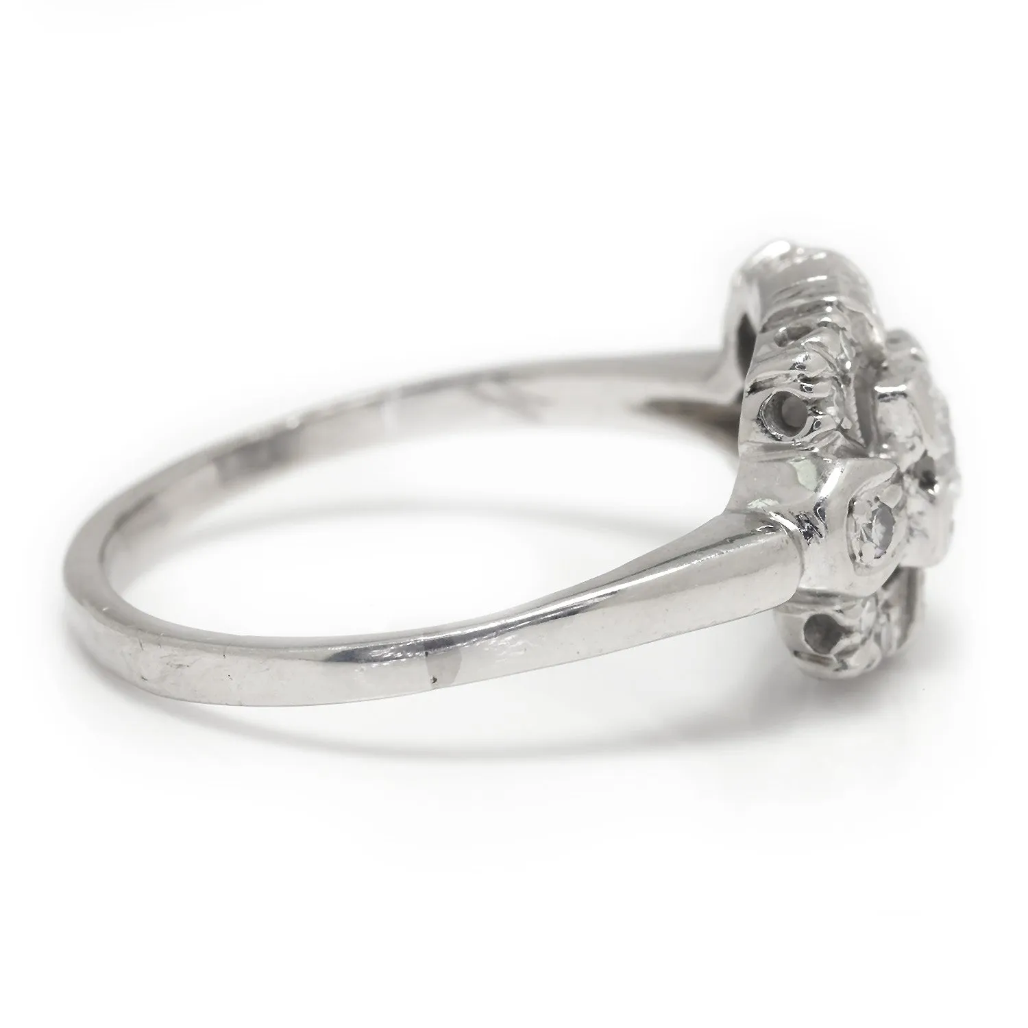 Art Deco Diamond Halo Ring with Accents Platinum 0.31ctw
