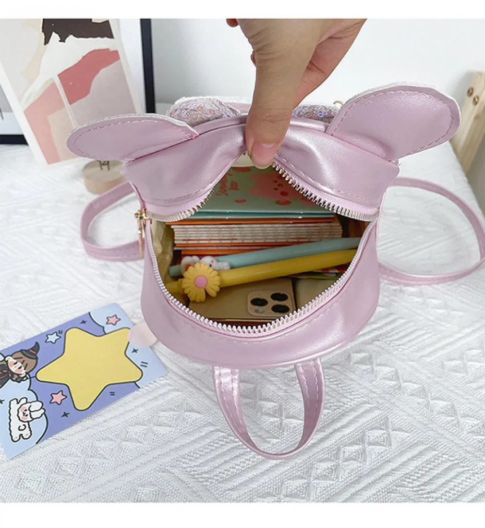 Baby Girl Fashion Trend Sequin Bow Ears Cute Backpack Wholesale