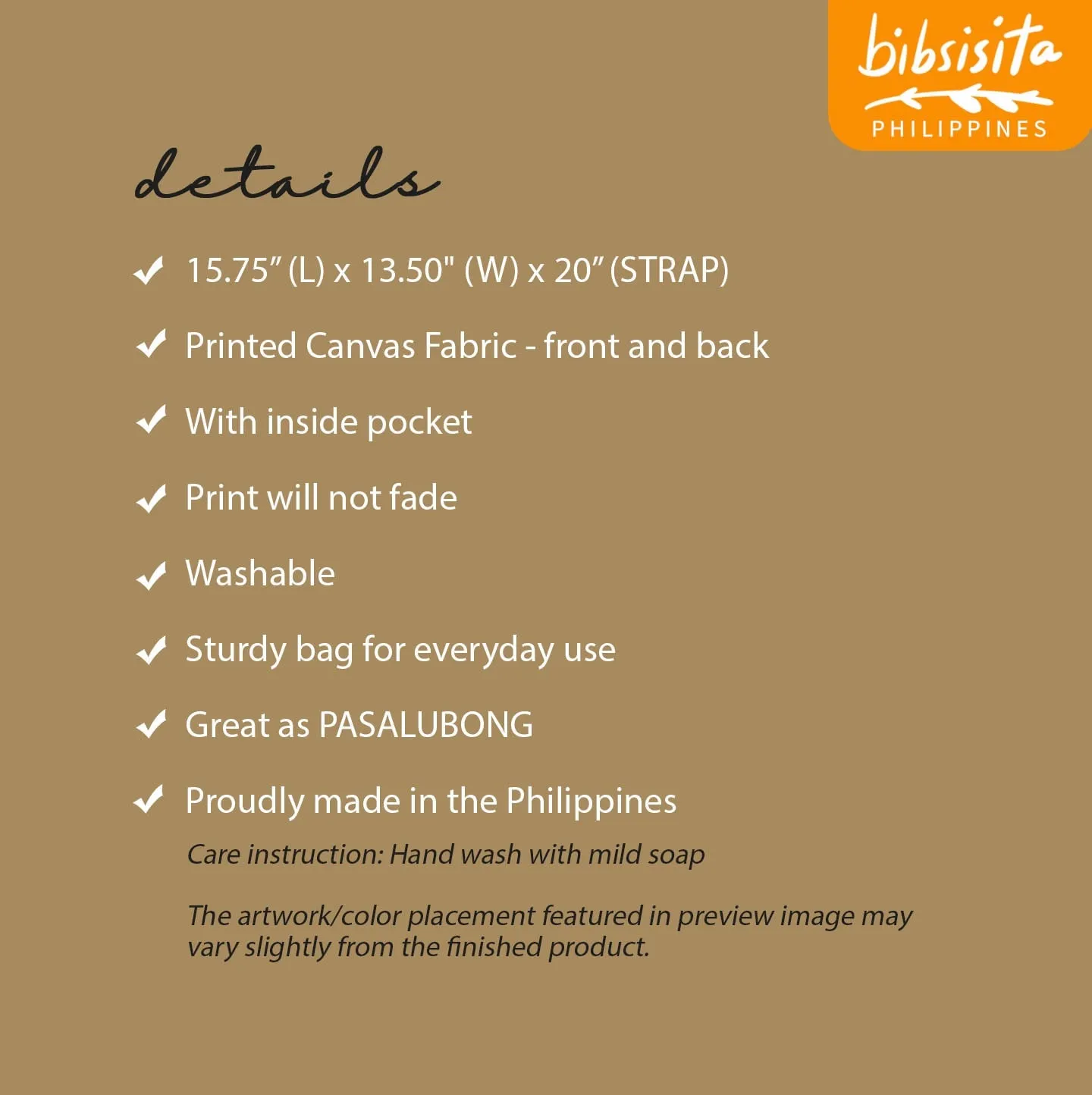 Bibsisita Canvas Tote Bag- TAWANAN