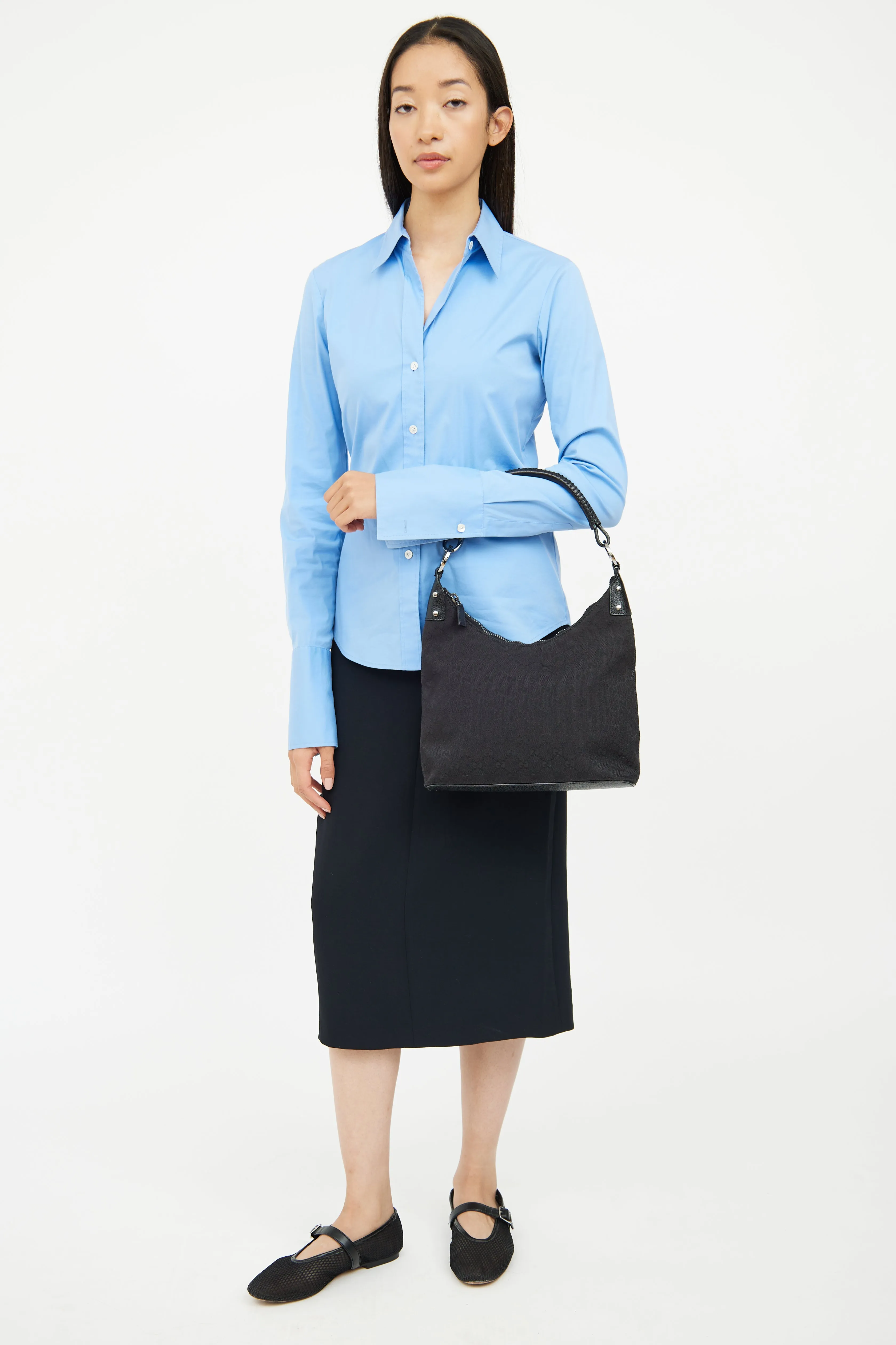 Black GG Canvas Shoulder Bag