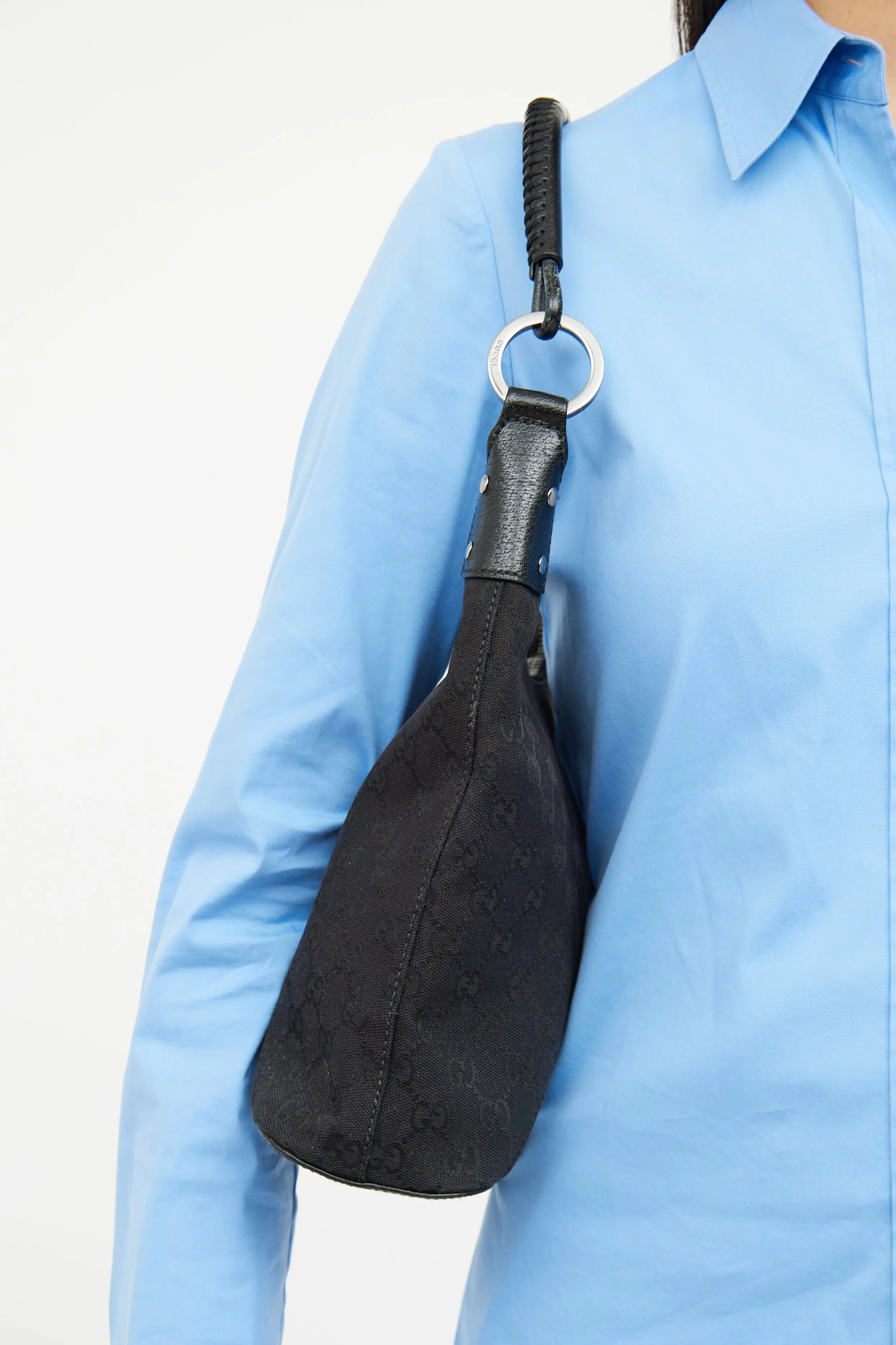 Black GG Canvas Shoulder Bag
