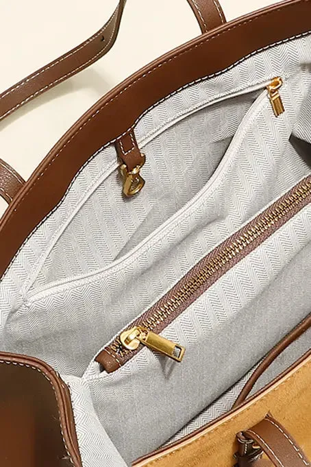 Brown Shearling Leather Tote