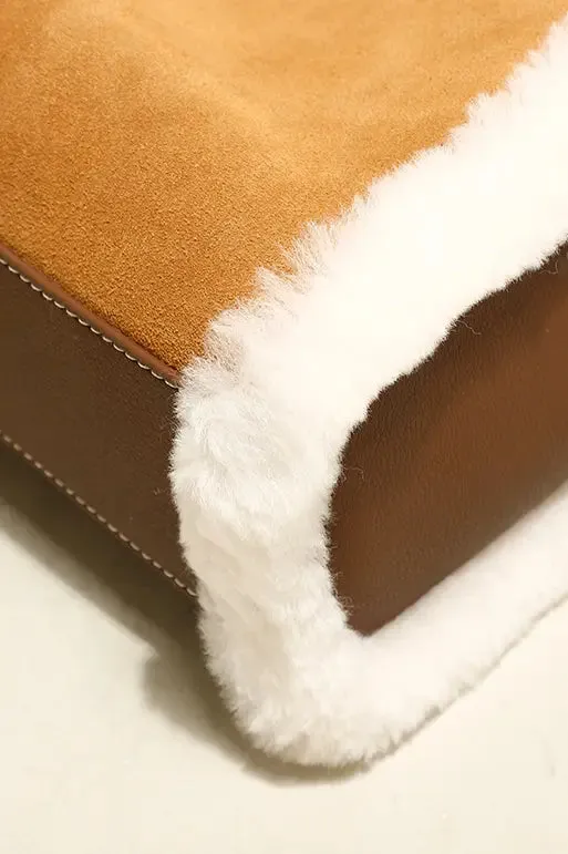 Brown Shearling Leather Tote