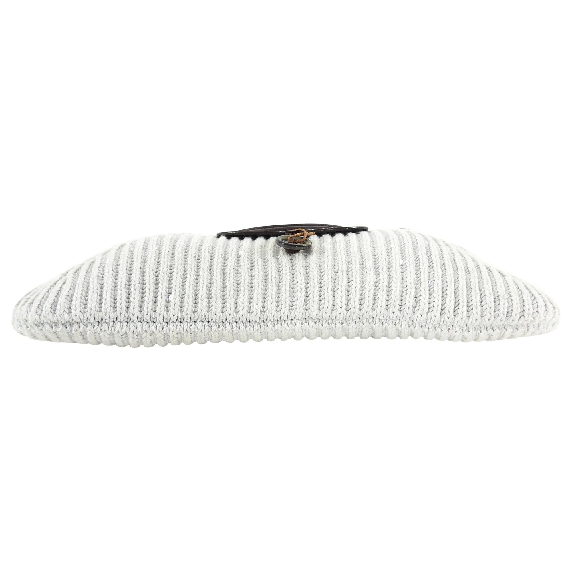 Brunello Cucinelli White Knit and Brown Leather Pochette Bag