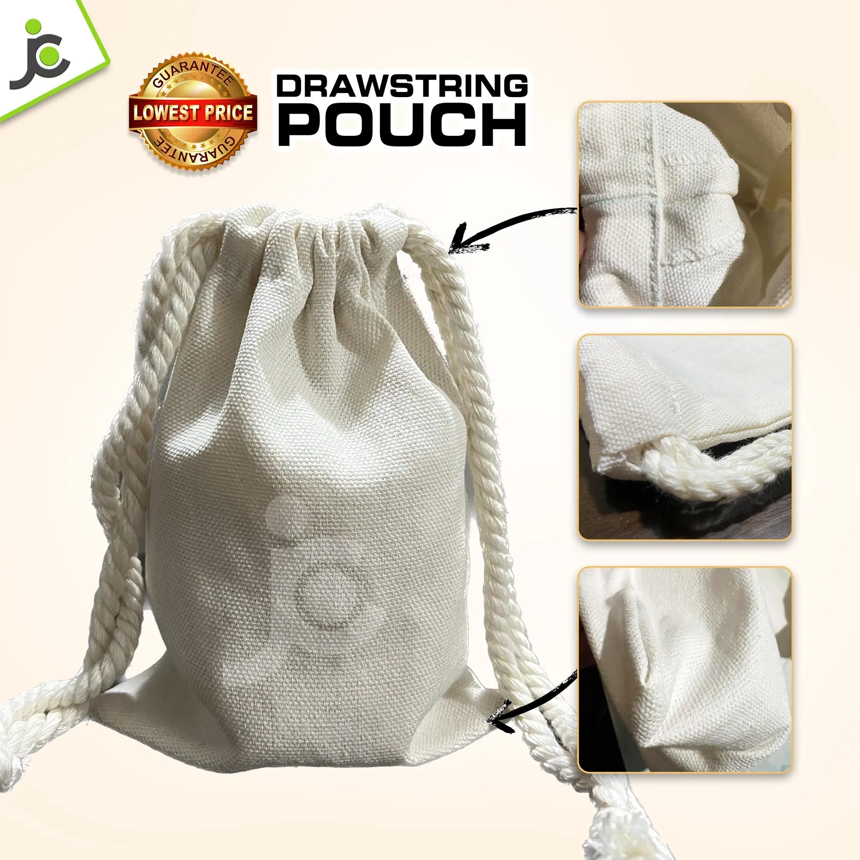 Canvas Drawstring Pouch (20pcs)