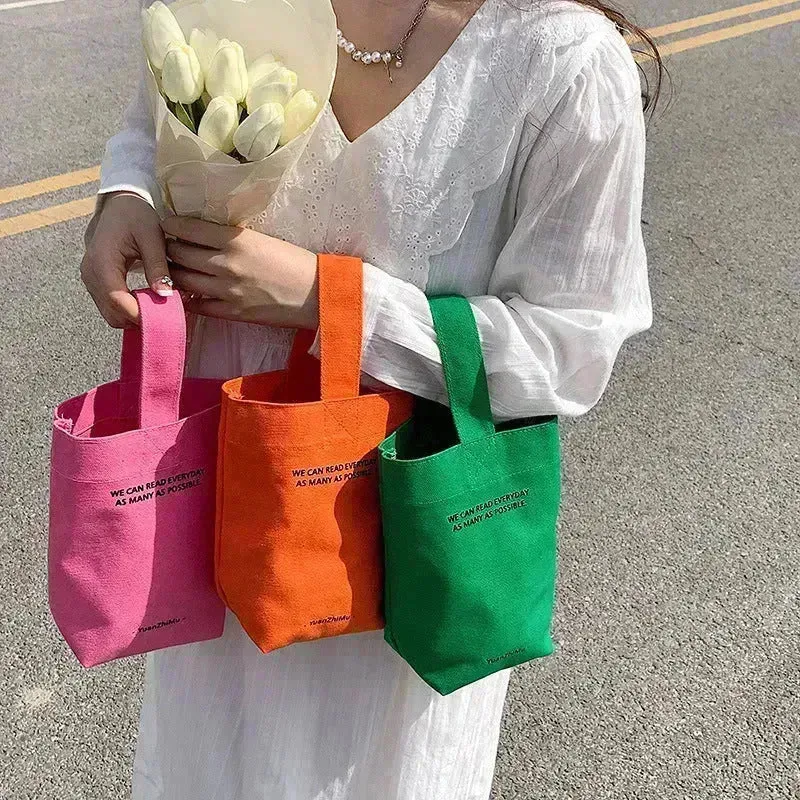 Canvas Lunch Solid Color Canvas Bag