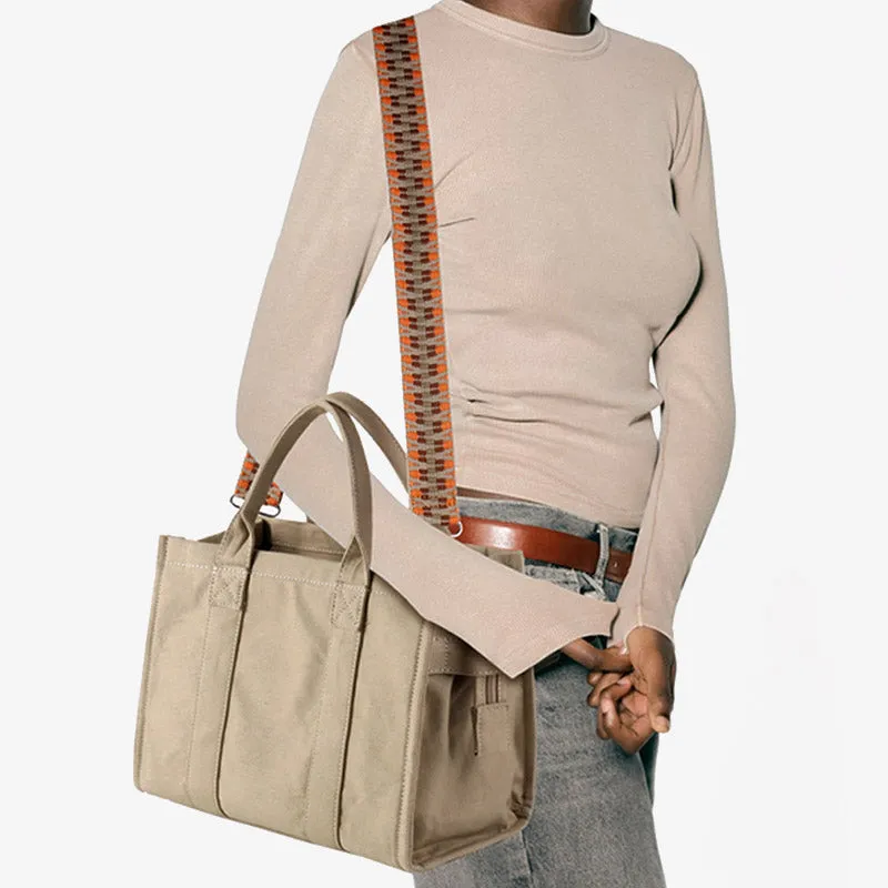 Canvas Tote For Women Commuter Ethnic Strap Crossbody Handbag