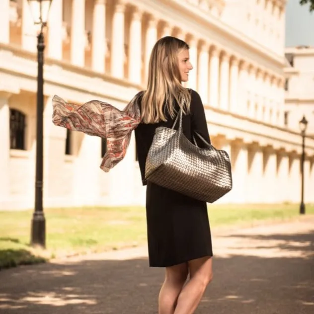 Cassidy Woven Slouchy Bag - Silver