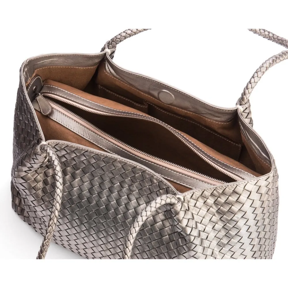 Cassidy Woven Slouchy Bag - Silver