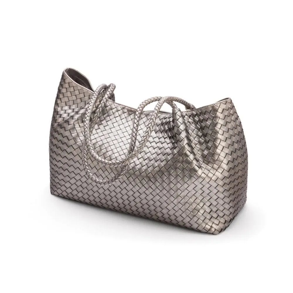 Cassidy Woven Slouchy Bag - Silver