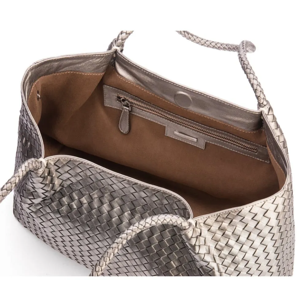 Cassidy Woven Slouchy Bag - Silver
