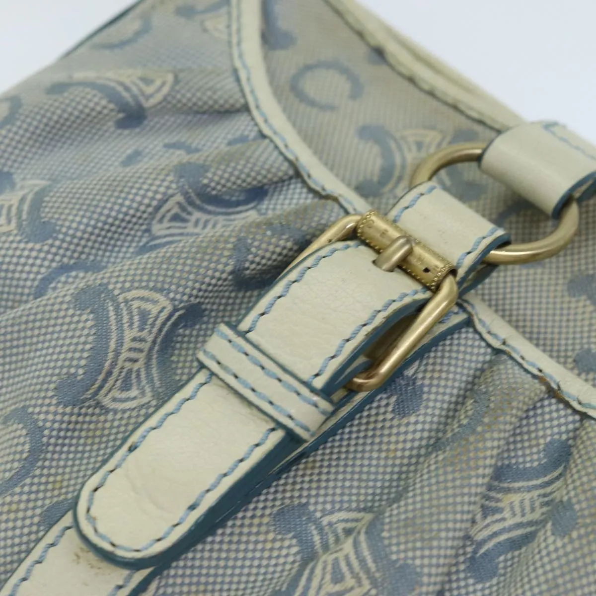 CELINE C Macadam Canvas Shoulder Bag Blue Auth bs14297