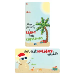 Christmas Gift Tag Stickers: Beachy Tropical Beach – 75 Labels