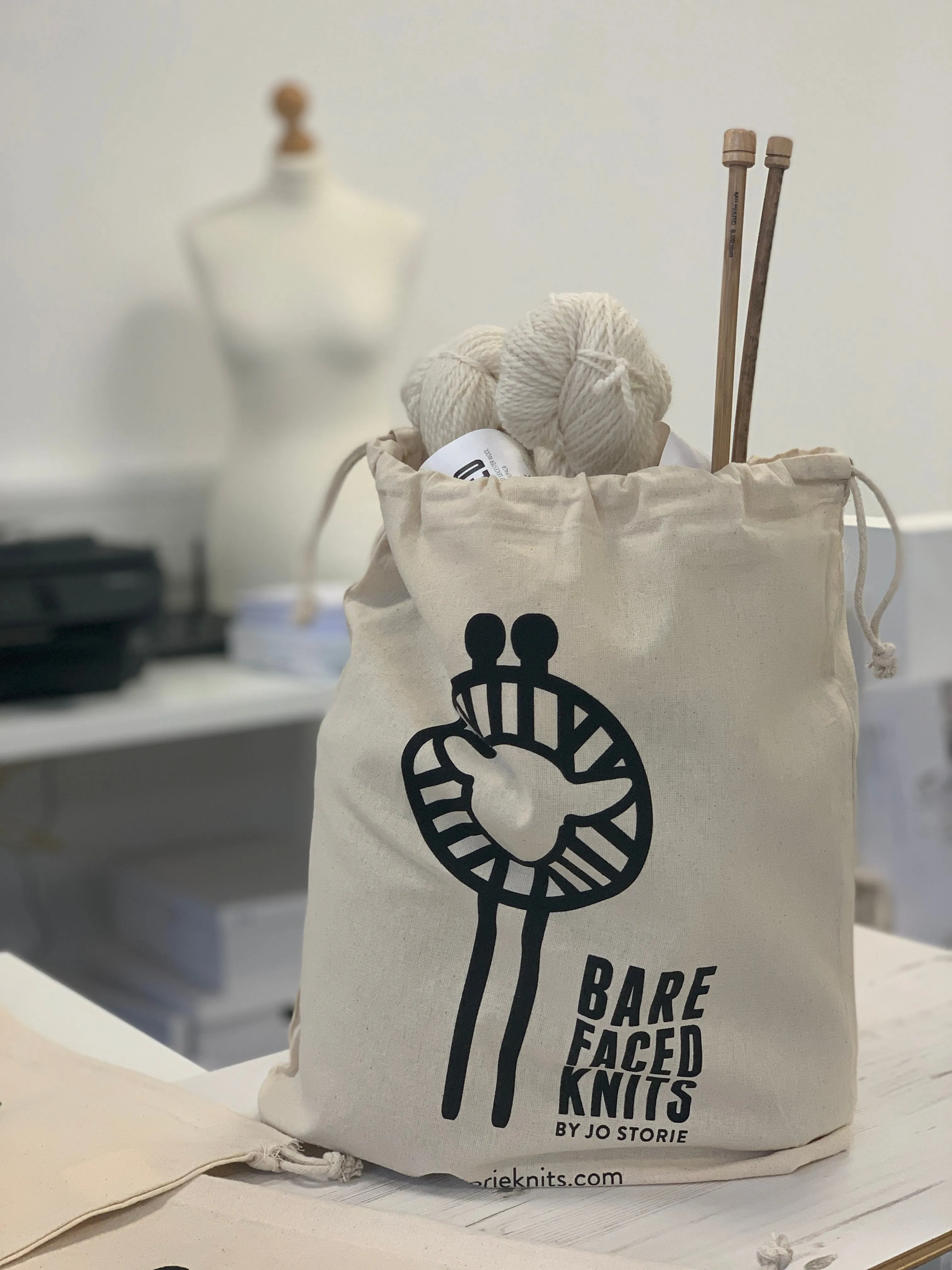Cotton Drawcord Project Bag ( Large)