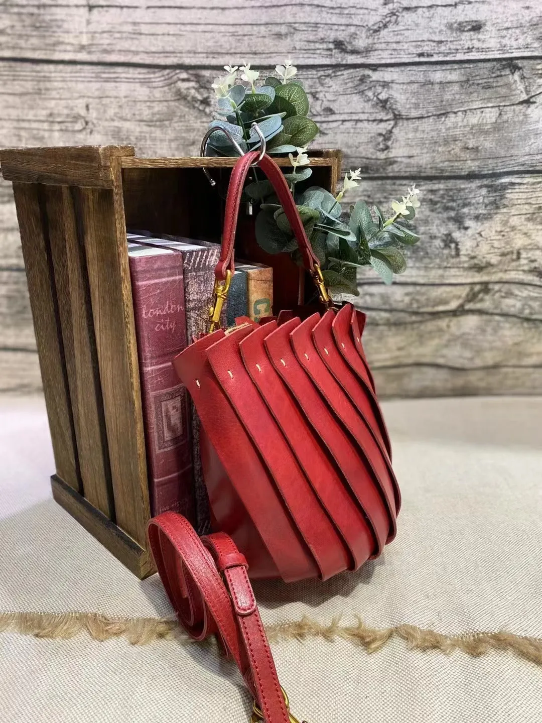 Cute Womens Genuine Leather Bucket Bags Shoulder Handbags
