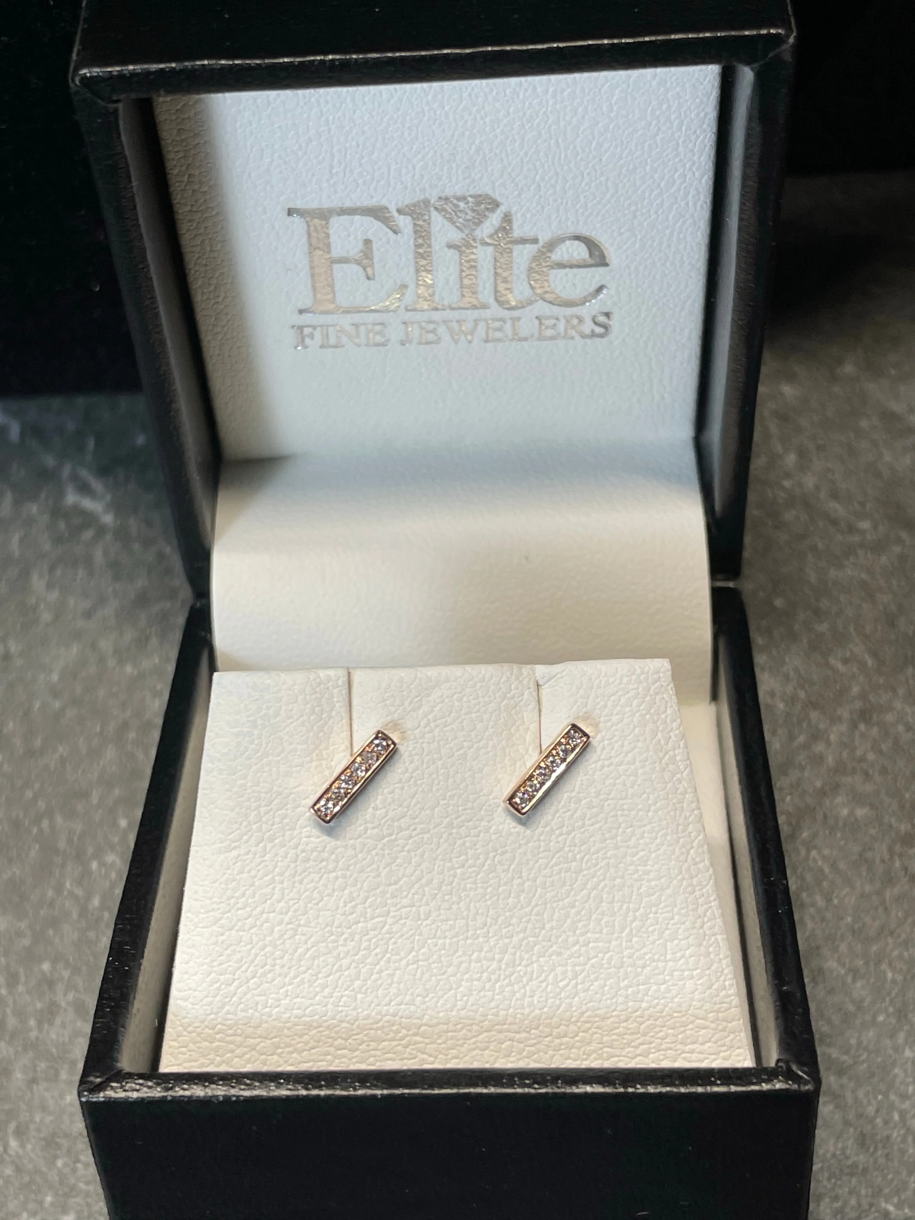 Diamond Bar 14k Gold Earrings