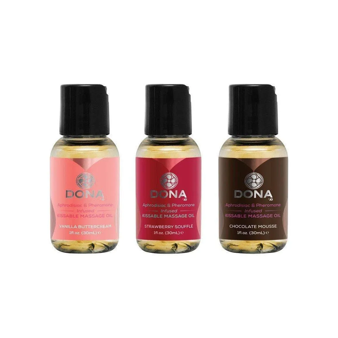 Dona Let Me Kiss You Pheromone Infused Kissable Massage Oil 3 Pc Gift Set 1 Oz