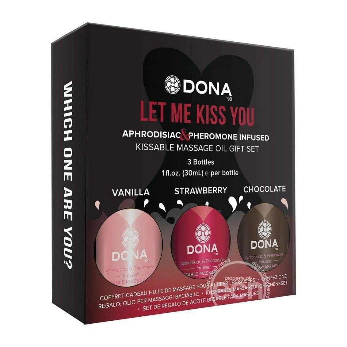 Dona Let Me Kiss You Pheromone Infused Kissable Massage Oil 3 Pc Gift Set 1 Oz