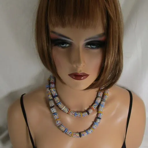 Double Strand African Trade Bead Statement Necklace
