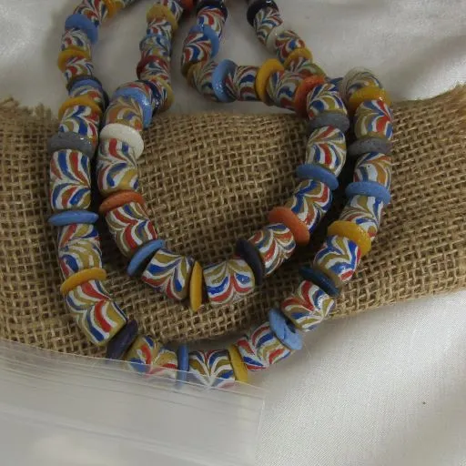 Double Strand African Trade Bead Statement Necklace
