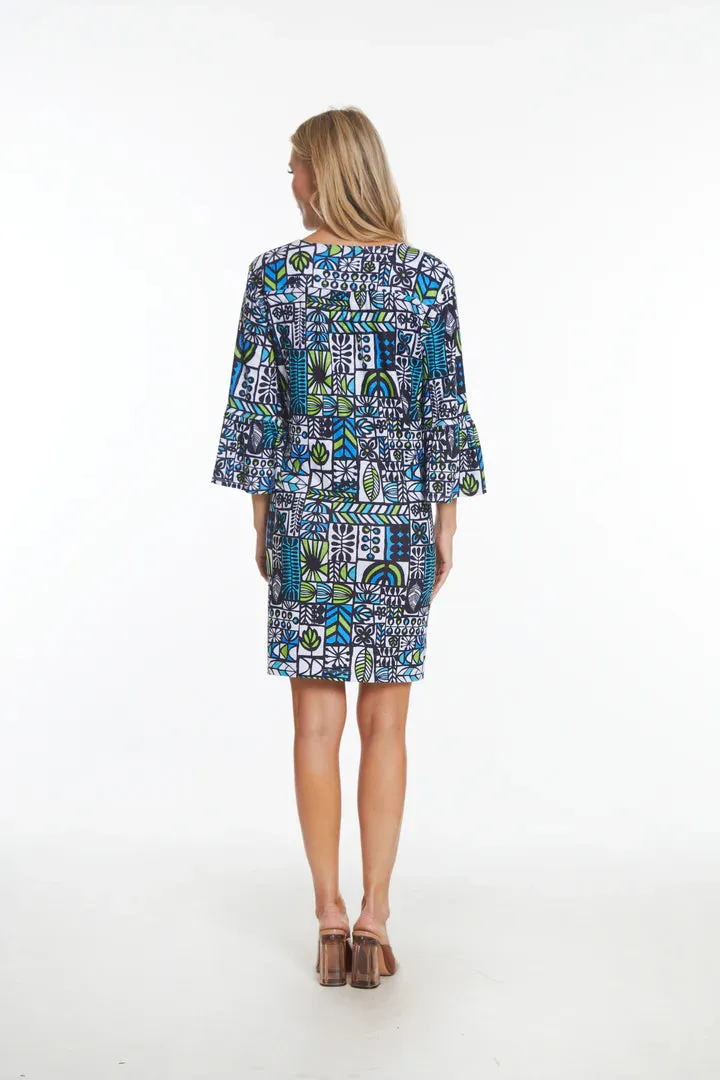 Dress-3/4 Sleeve Blues & Greens  pockets  Women's