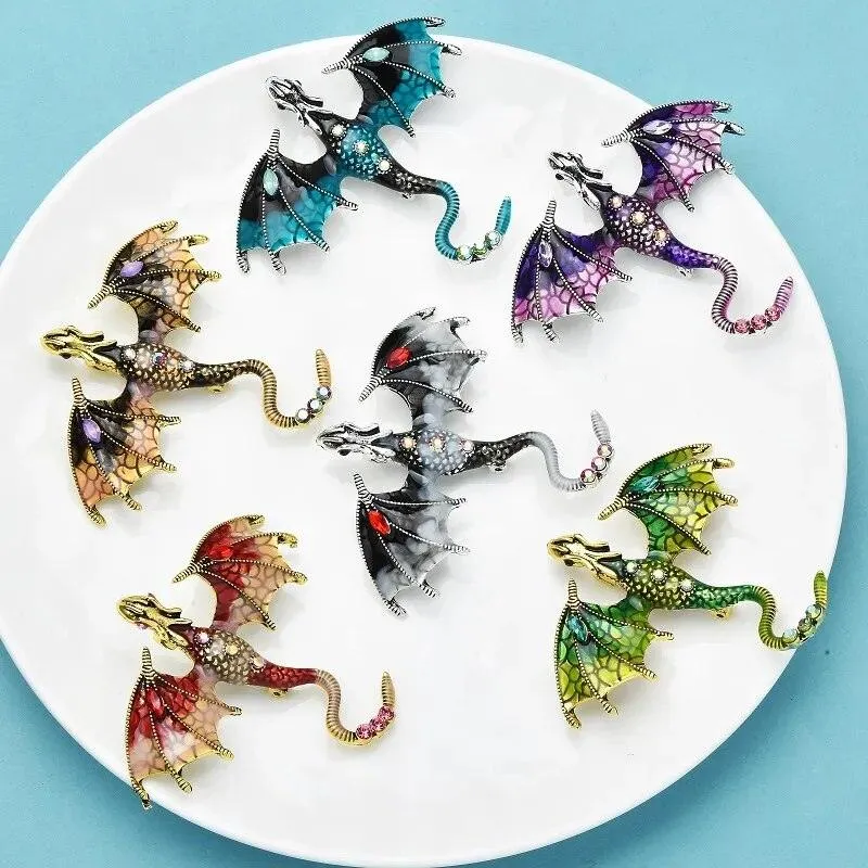 Enamel Dragon Brooch