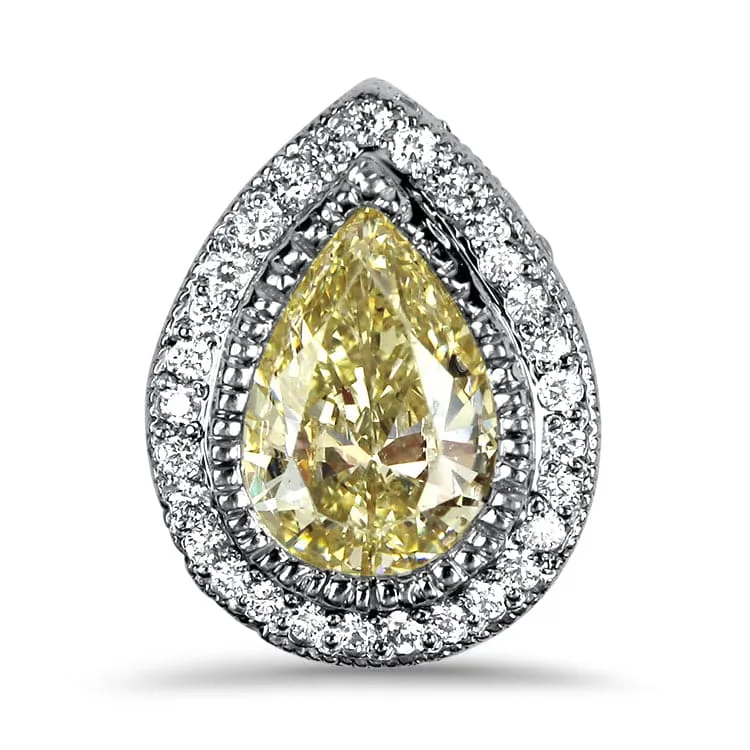 Estate Fancy Yellow Pear-Shaped Diamond Halo Pendant
