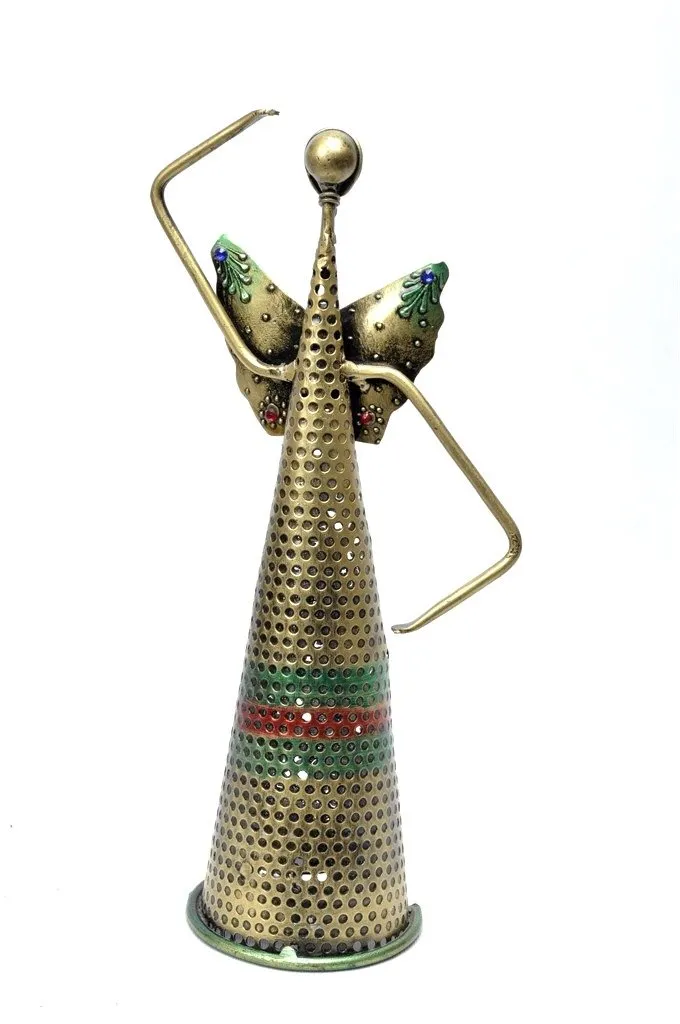 Fairy Doll Metal Striking Shadow Tea Light Holder Figurine Colectible Tamrapatra