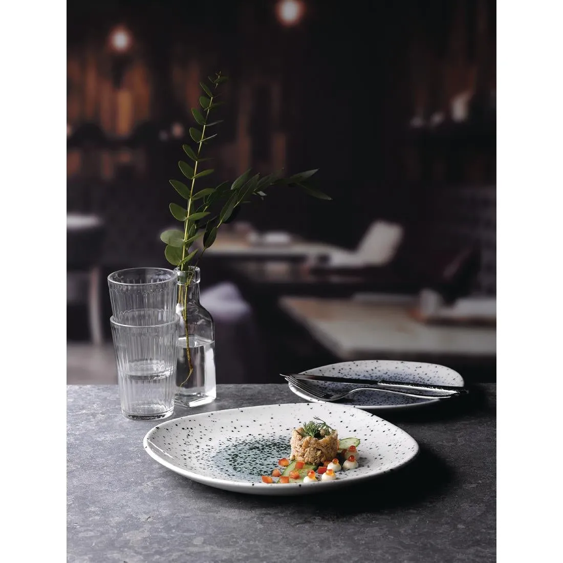 FC125 Churchill Studio Prints Mineral Blue Centre Organic Round Plates 286mm (Pack of 12)