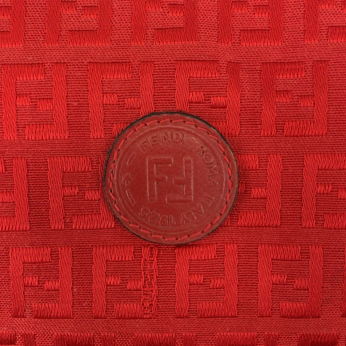 Fendi Vintage Red Gold Canvas Shoulder Bag