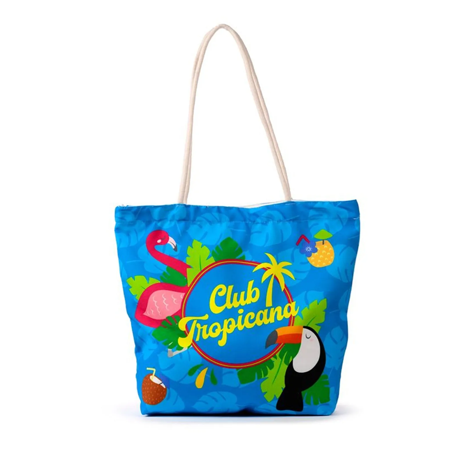 Flamingo Club Tropicana Canvas Beach Bag
